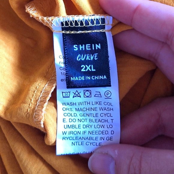 SHEIN 2XL YELLOW MUSTARD SWISS DOT EMBROIDERED SUMMER BLOUSE - Picture 3 of 8